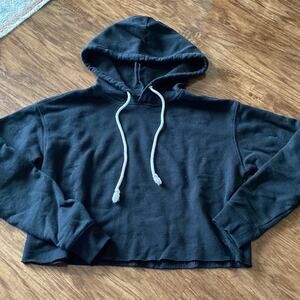 Wild Fable Womens cropped sweatshirt crop hoodie black XS Target boxy loose fit